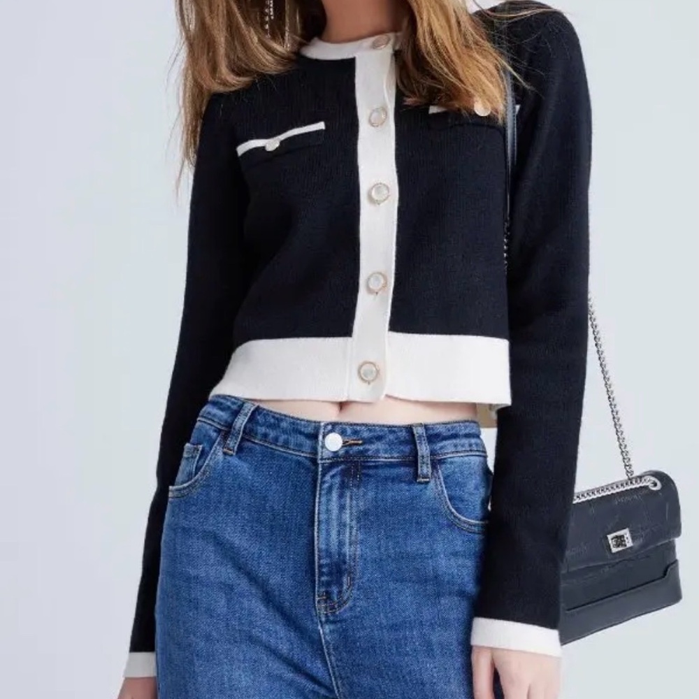Black and White Button Down Cardigan